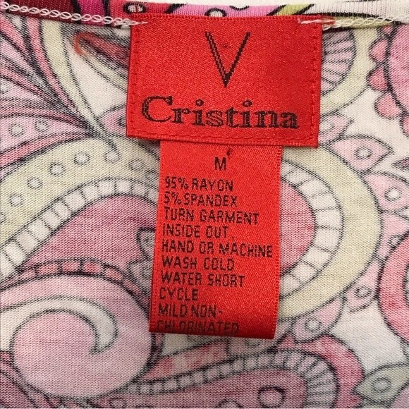 V Christina Long Sleeve Paisley Embellished Ruffled Top Size MEDIUM - Picture 9 of 10